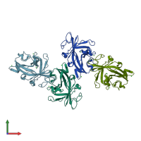 PDB entry 5utt coloured by chain, front view.