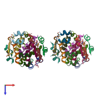 PDB entry 5uu3 coloured by chain, top view.