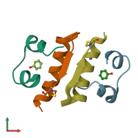 PDB entry 5uu4 coloured by chain, front view.