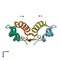 PDB entry 5uu4 coloured by chain, top view.
