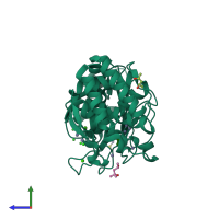 PDB entry 5uu7 coloured by chain, side view.