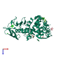 PDB entry 5uu9 coloured by chain, top view.
