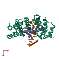 PDB entry 5uuh coloured by chain, top view.