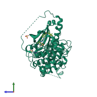 PDB entry 5uuu coloured by chain, side view.