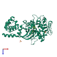 PDB entry 5uuu coloured by chain, top view.