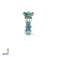 PDB entry 5uv6 coloured by chain, side view.
