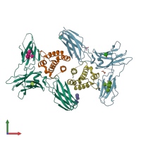 PDB entry 5uv8 coloured by chain, front view.