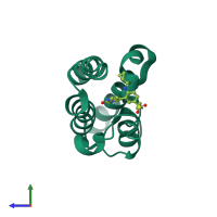 PDB entry 5uvs coloured by chain, side view.