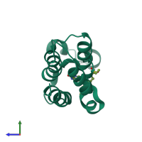 PDB entry 5uvt coloured by chain, side view.