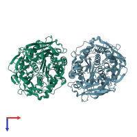 PDB entry 5uw7 coloured by chain, top view.