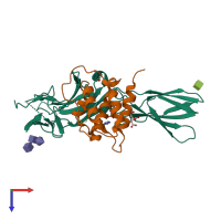 PDB entry 5uwc coloured by chain, top view.