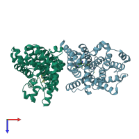 PDB entry 5uwf coloured by chain, top view.