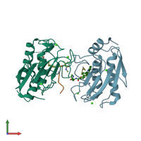 PDB entry 5uwm coloured by chain, front view.
