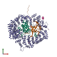 PDB entry 5uwq coloured by chain, front view.