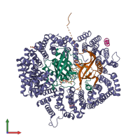 PDB entry 5uwr coloured by chain, front view.