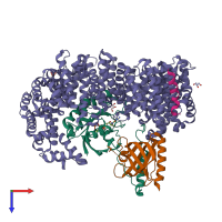 PDB entry 5uwt coloured by chain, top view.