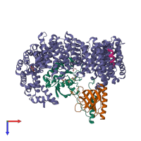 PDB entry 5uww coloured by chain, top view.