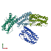 PDB entry 5ux1 coloured by chain, front view.