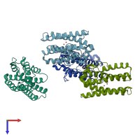 PDB entry 5ux1 coloured by chain, top view.