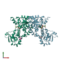 PDB entry 5uxh coloured by chain, front view.