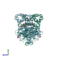 PDB entry 5uxh coloured by chain, side view.