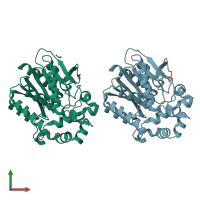 PDB entry 5uy1 coloured by chain, front view.
