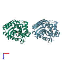 PDB entry 5uy1 coloured by chain, top view.