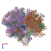 PDB entry 5uyq coloured by chain, top view.