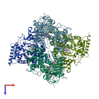 PDB entry 5uys coloured by chain, top view.