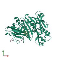 PDB entry 5uyu coloured by chain, front view.