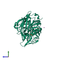 PDB entry 5uyu coloured by chain, side view.