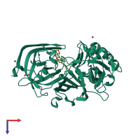 PDB entry 5uyu coloured by chain, top view.
