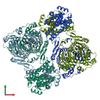 PDB entry 5uz0 coloured by chain, front view.