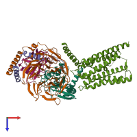 PDB entry 5uz7 coloured by chain, top view.