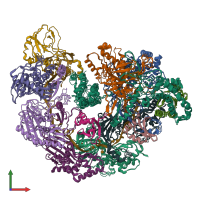 PDB entry 5uz9 coloured by chain, ensemble of 5 models, front view.