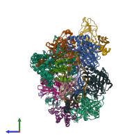 PDB entry 5uz9 coloured by chain, ensemble of 5 models, side view.