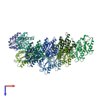 PDB entry 5uzb coloured by chain, top view.