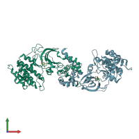 PDB entry 5uzj coloured by chain, front view.