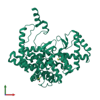 PDB entry 5uzq coloured by chain, front view.