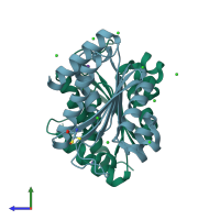PDB entry 5v01 coloured by chain, side view.