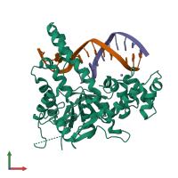 PDB entry 5v04 coloured by chain, front view.