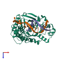 PDB entry 5v04 coloured by chain, top view.