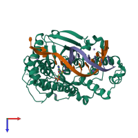 PDB entry 5v0a coloured by chain, top view.