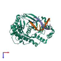 PDB entry 5v0c coloured by chain, top view.