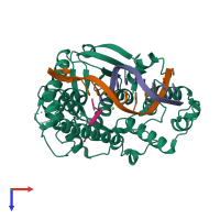PDB entry 5v0d coloured by chain, top view.