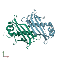 PDB entry 5v10 coloured by chain, front view.