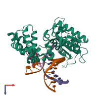 PDB entry 5v1g coloured by chain, top view.