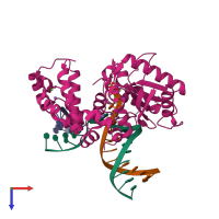 PDB entry 5v1i coloured by chain, top view.