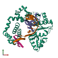 PDB entry 5v1j coloured by chain, front view.