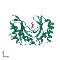 PDB entry 5v1m coloured by chain, front view.
